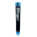 Official Slinger Bag Telescopic Ball Collector Tube in black with blue accents, holds 20 tennis balls